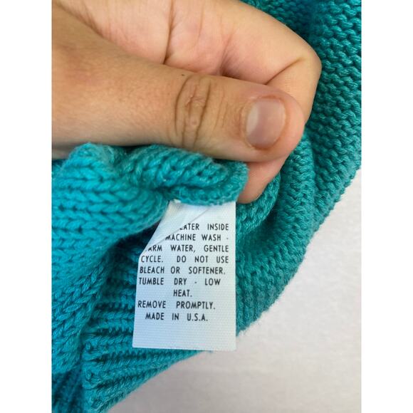 Vintage Native American 80s/90s Teal Cable Knit Sweater Vest Top Made In The USA - Picture 7 of 8